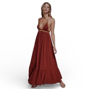 Free People Love Shakin’ Maxi Dress in Rust size XS